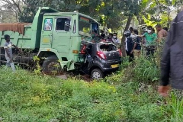கனரக வாகனத்துடன் கார் மோதி விபத்து!