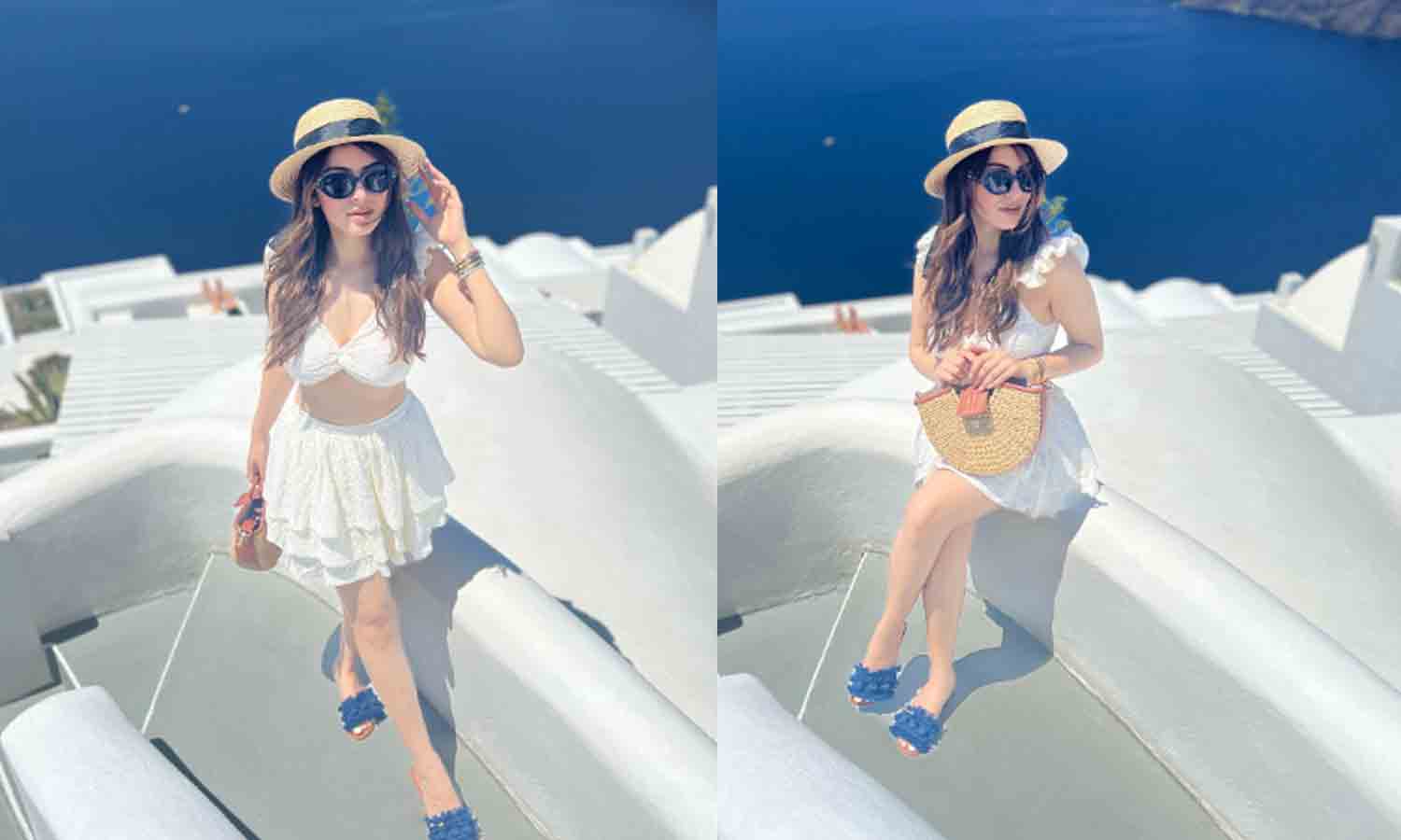 வெள்ளை நிற உடையில் கவர்ச்சி காட்டிய ஹன்சிகா