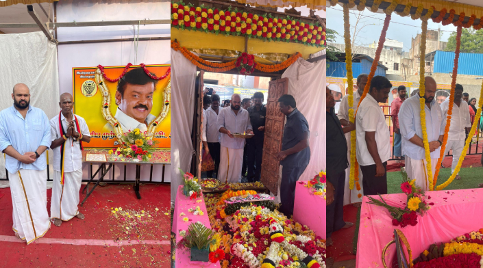 விஜயகாந்தின் நினைவிடத்திற்கு நேரில் சென்று அஞ்சலி செலுத்திய சாணக்கியன்