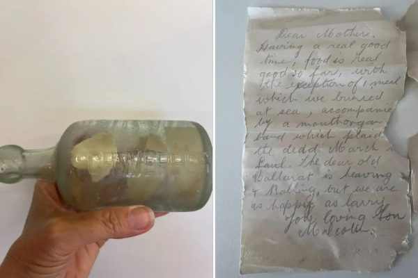 நூறாண்டுக்கு மேலாக கடற்கரையில் புதைந்திருந்த போத்தலில் இருந்த கடிதங்கள்