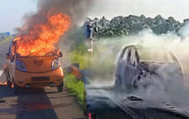 தெற்கு அதிவேக நெடுஞ்சாலையில் நடுவழியில் தீப்பிடித்த சிற்றூந்து